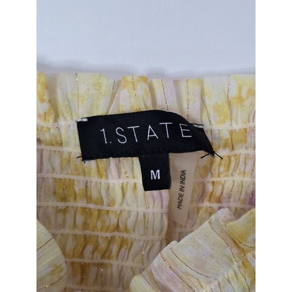 1.State Women's Blouson Sleeve Square Neck Floral Smocked Dress NWT Medium - Picture 7 of 9